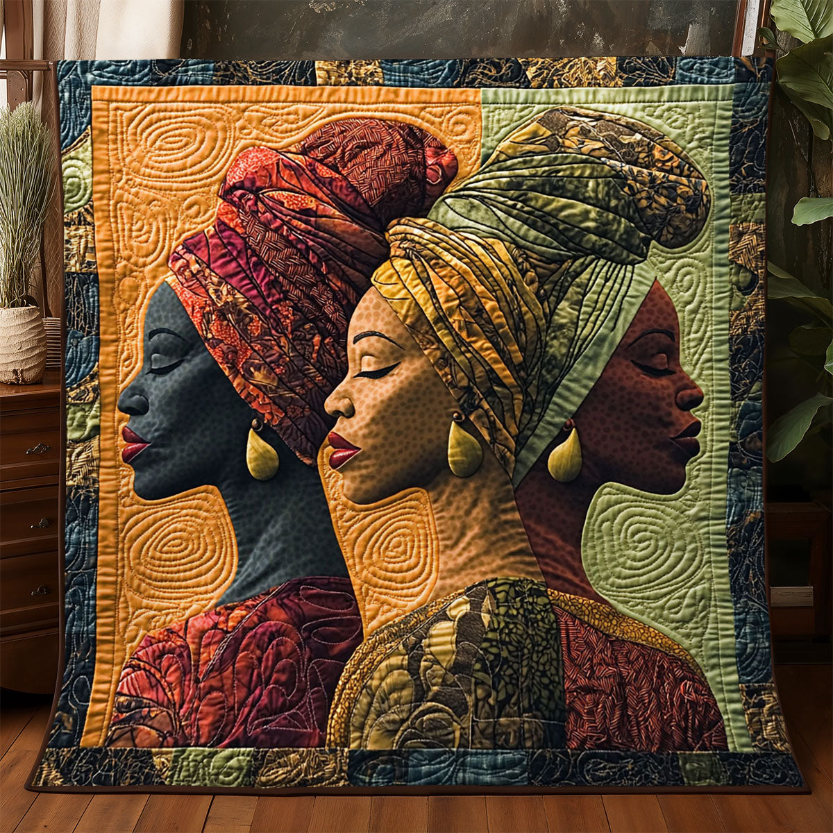 African Women Woven in Friendship Quilt Blanket African Art Throw Blanket Gifts For Native