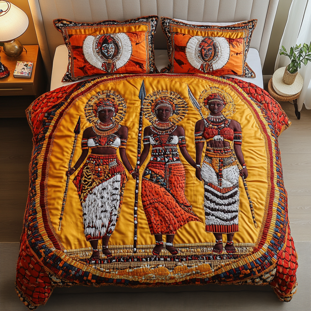 African Wonders Quilted Bedding Set Cozy Bedroom Decor Black History Month Gifts