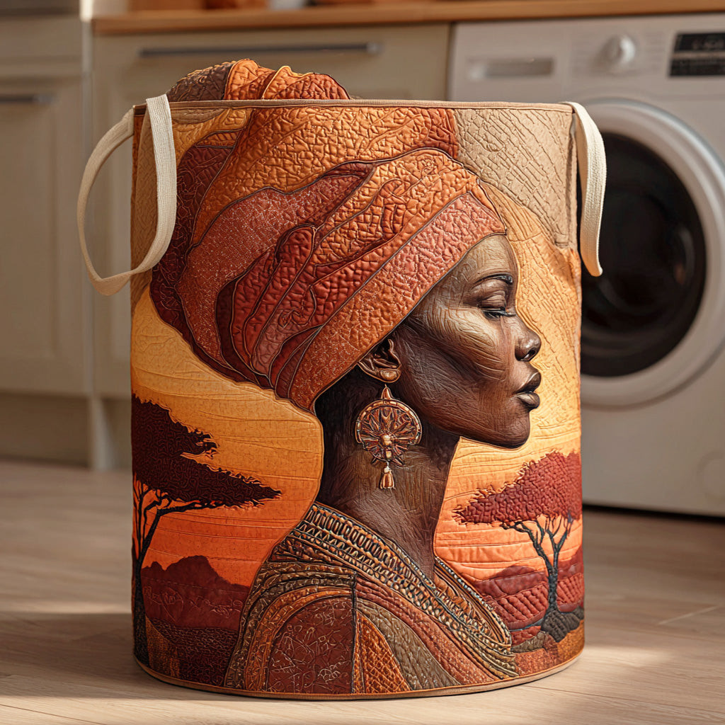 Afro Glow Quilted Laundry Basket Useful Quilted Laundry Basket Gift for Housewarming