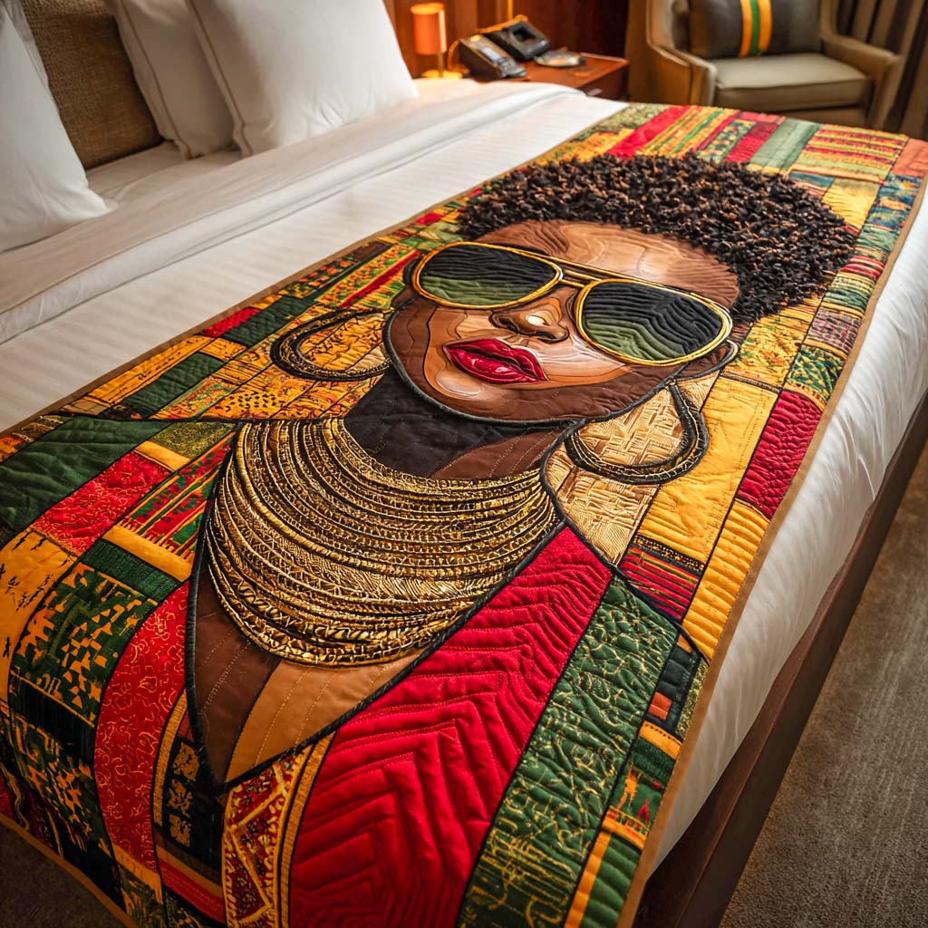 Afro Luxe Queen Quilted Bed Runner Bedroom Decor Black History Month Gifts