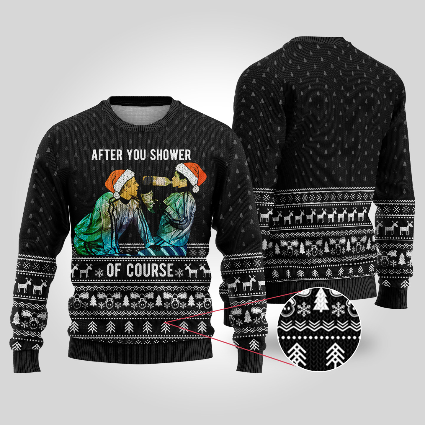 After Shower National Lampoon Black Christmas Sweater Thoughtful Winter Gift Merch for Special Moments