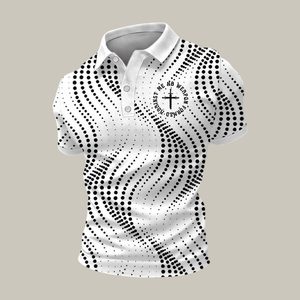 Againts Me No Weapon Formed Polo Shirt Faith In Jesus Clothes Present Idea For Father's Day