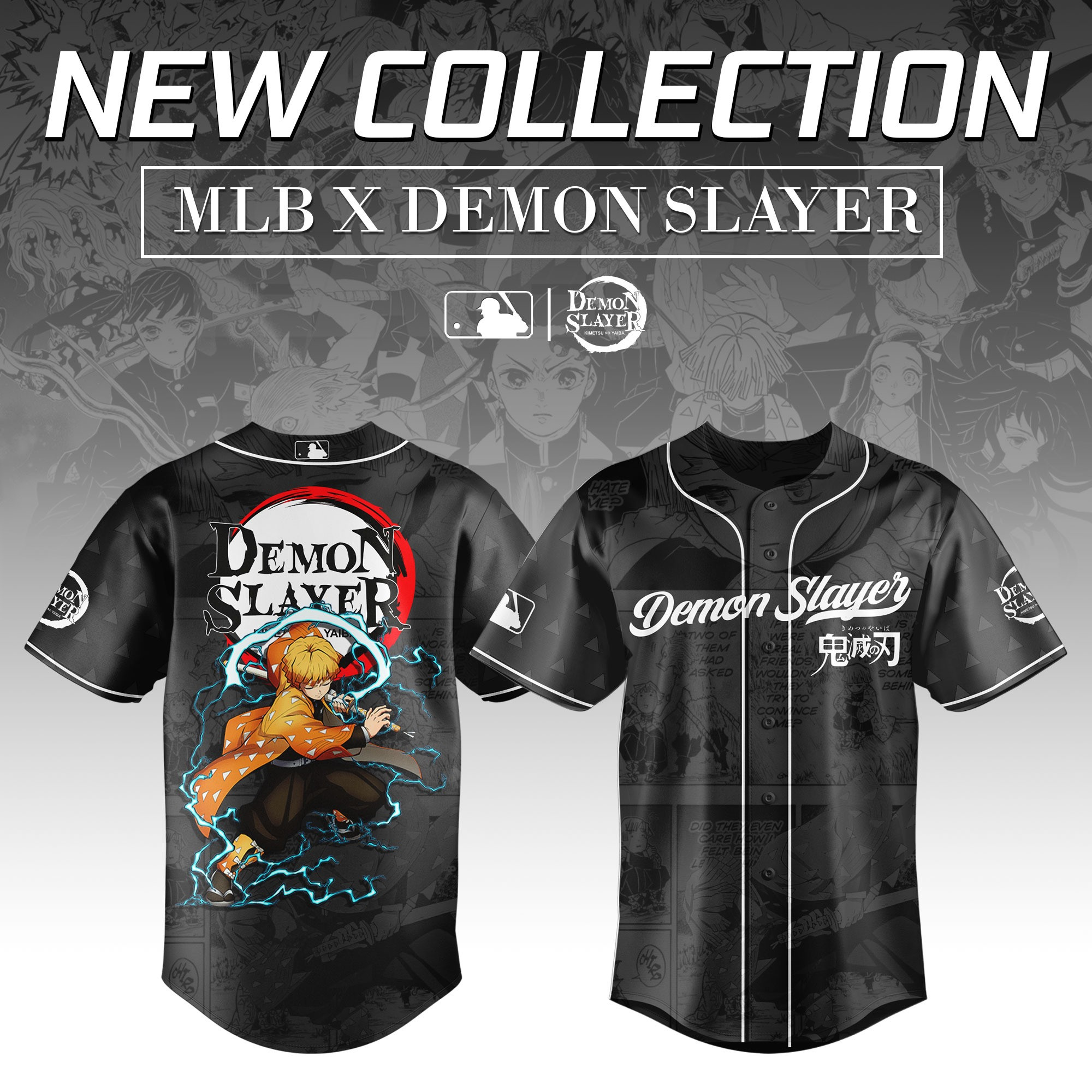 Agatsuma Zenitsu Demon Slayer x MLB Baseball Jersey Editions Limited Demon Slayer Fan Gift