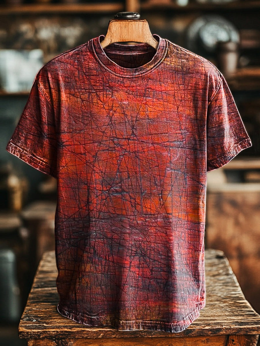 Aged Textured Art T-Shirt Psychedelic Geometry Tee Halloween Apparels Presents