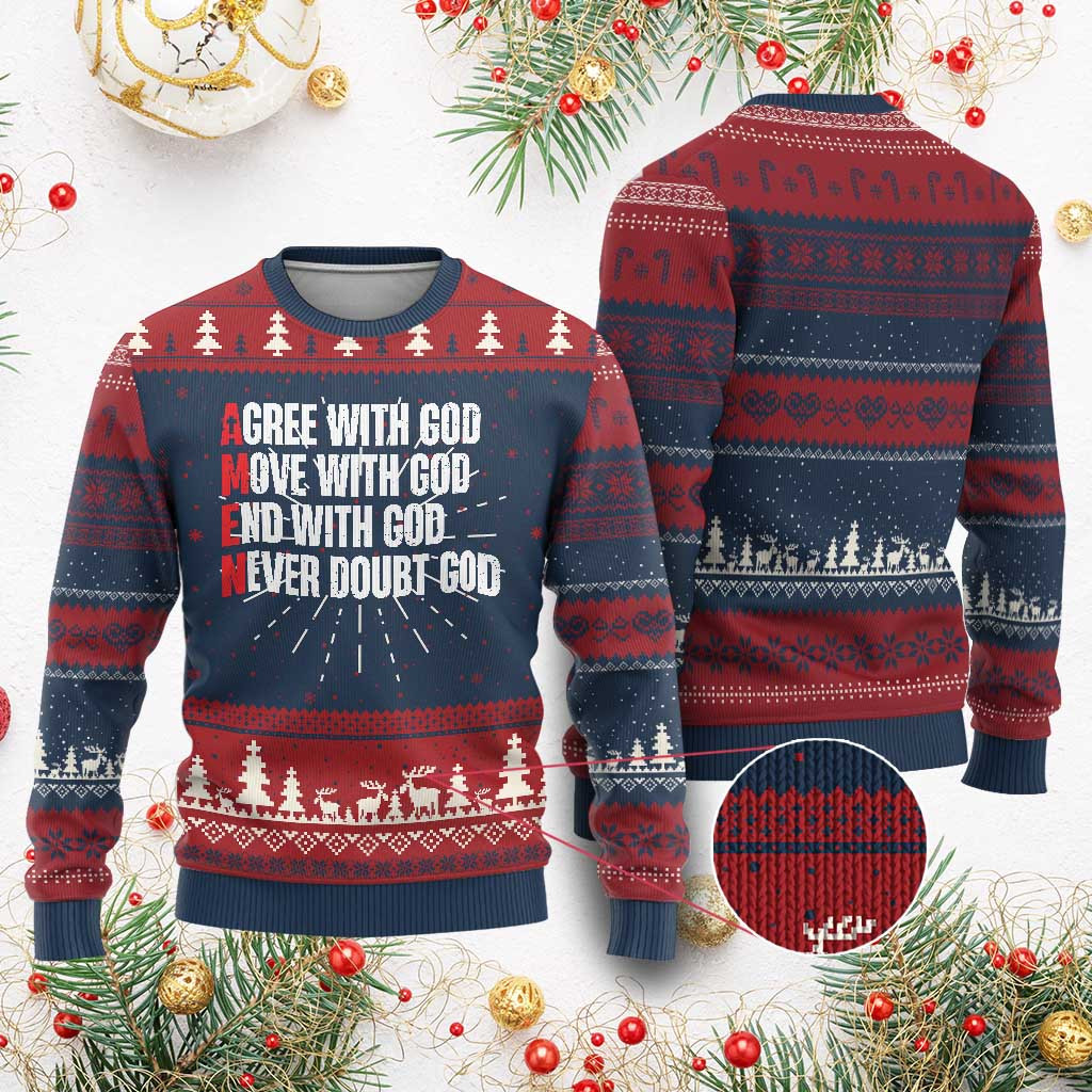 Agree Move End With God Never Doubt God Ugly Christmas Sweater Christian Xmas Jumper Ideas