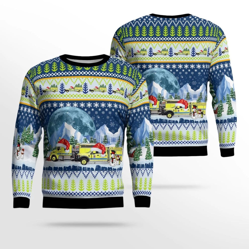 Ahmeek Michigan Ahmeek Village Volunteer Fire & Rescue Department AOP Ugly Christmas Sweater Xmas Unisex Sweater Christmas Gifts for Men Women