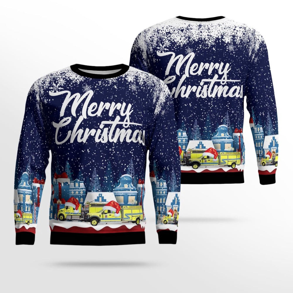 Ahmeek Michigan Ahmeek Village Volunteer Fire & Rescue Department AOP Ugly Sweater Xmas Unisex Sweater Christmas Gifts for Men Women