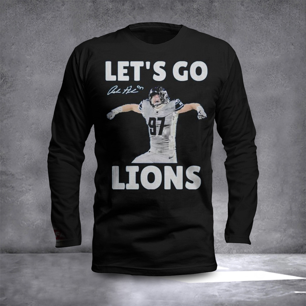 Aidan Hutchinson Detroit Lions Let's Go Lions Long Sleeve T-Shirt Gifts For Fans