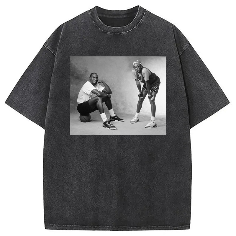 Air & Mars Black & White Washed T-Shirt Minimal Retro Graphic Clothing Gifts For Brother