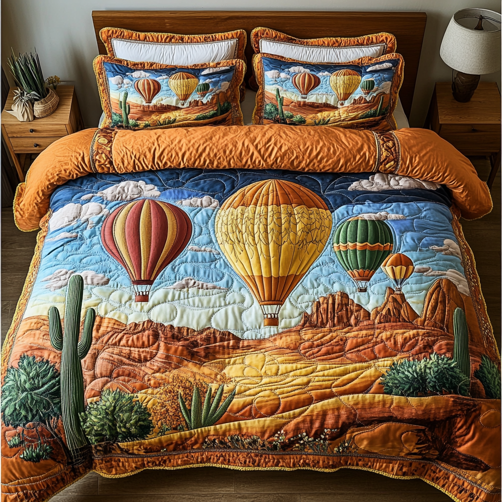 Air Escape Quilted Bedding Set Holiday Duvet Covers Sky Air Balloon Gifts For Him