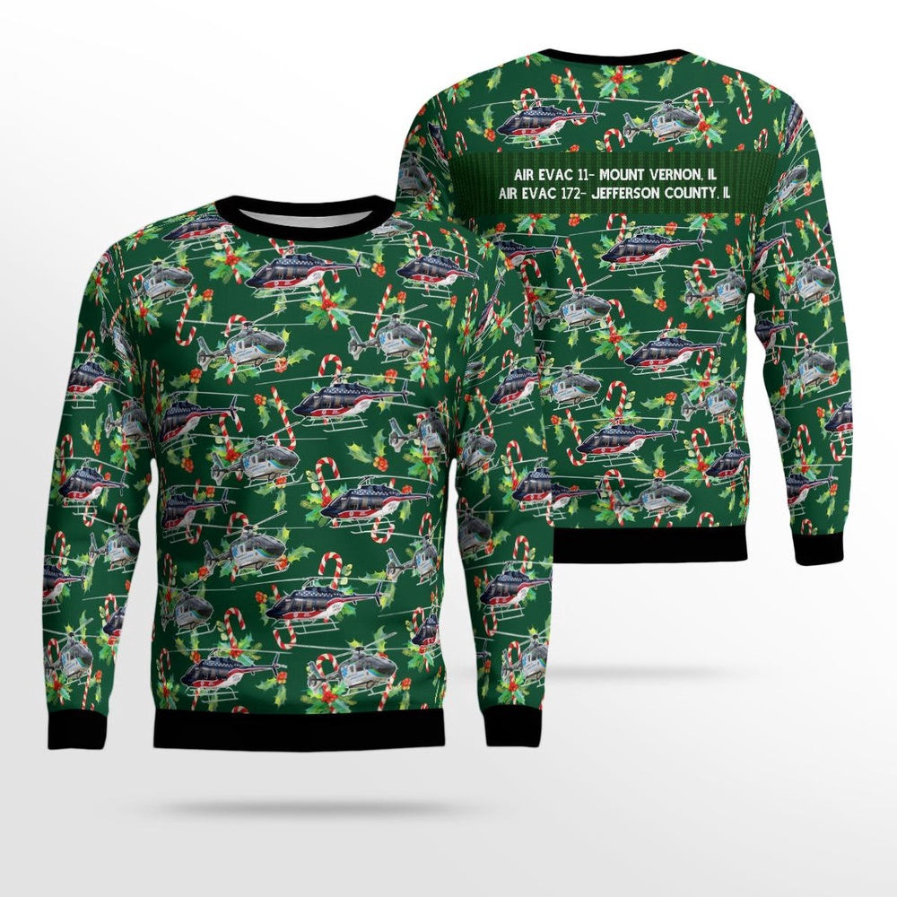 Air Evac 11 Mount Vernon IL and Air Evac 172 Jefferson County IL AOP Ugly Sweater Xmas Unisex Sweater Christmas Gifts for Men Women