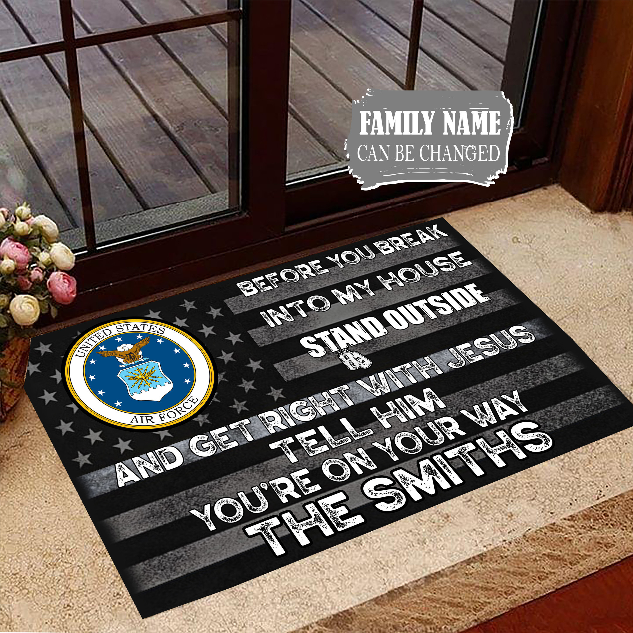 Air Force Before You Break Into My House Doormat Cool Sayings USAF Air Force Retirement Gifts