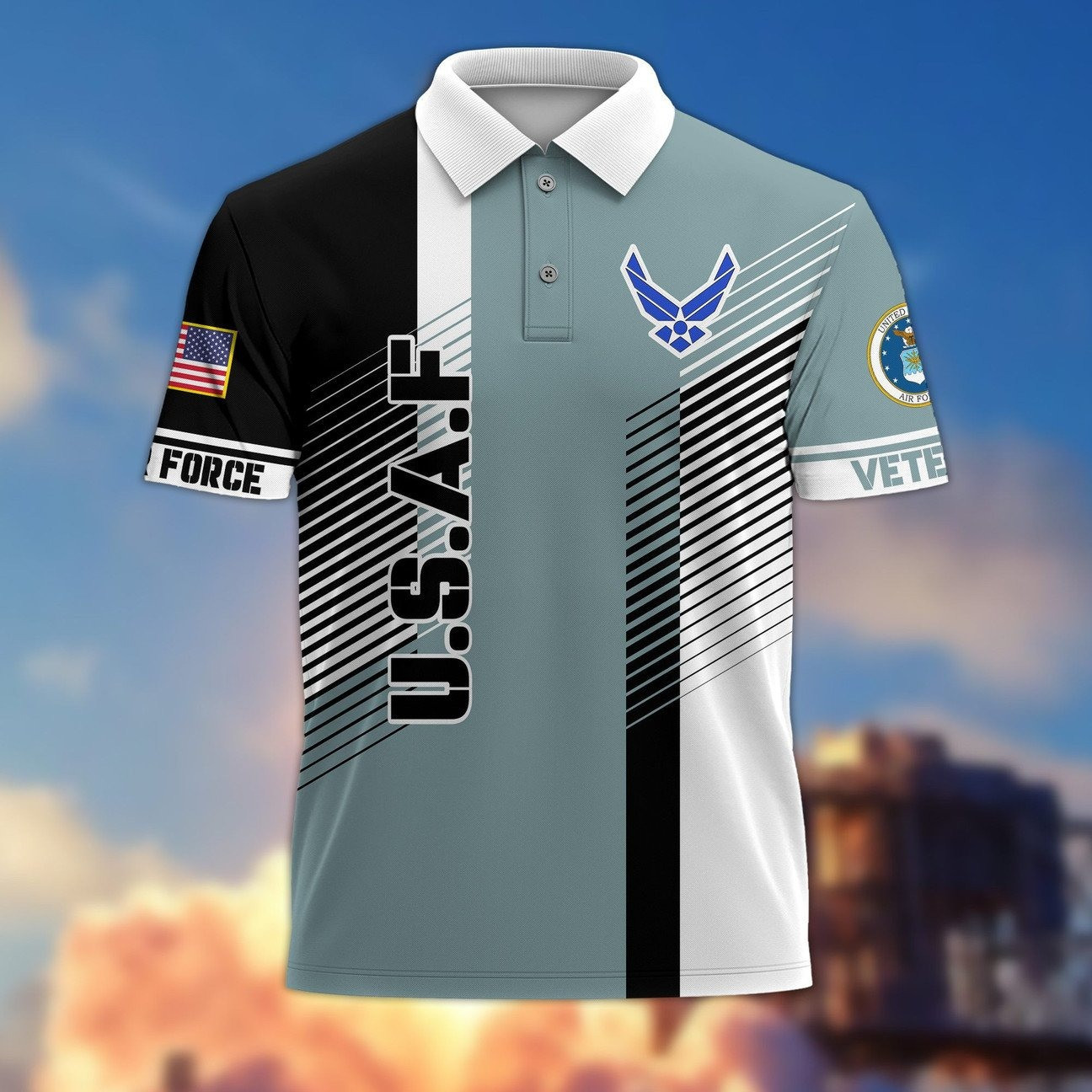 Air Force US Veterans Polo Shirt Great Gift on Veteran Day for Father and Husband and Friends