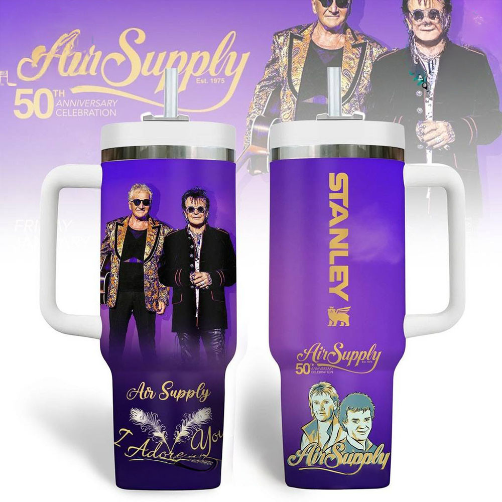 Air Supply 50th Anniversary Celebration Tumbler With Handle Stainless Steel Best Music Gift For Fans