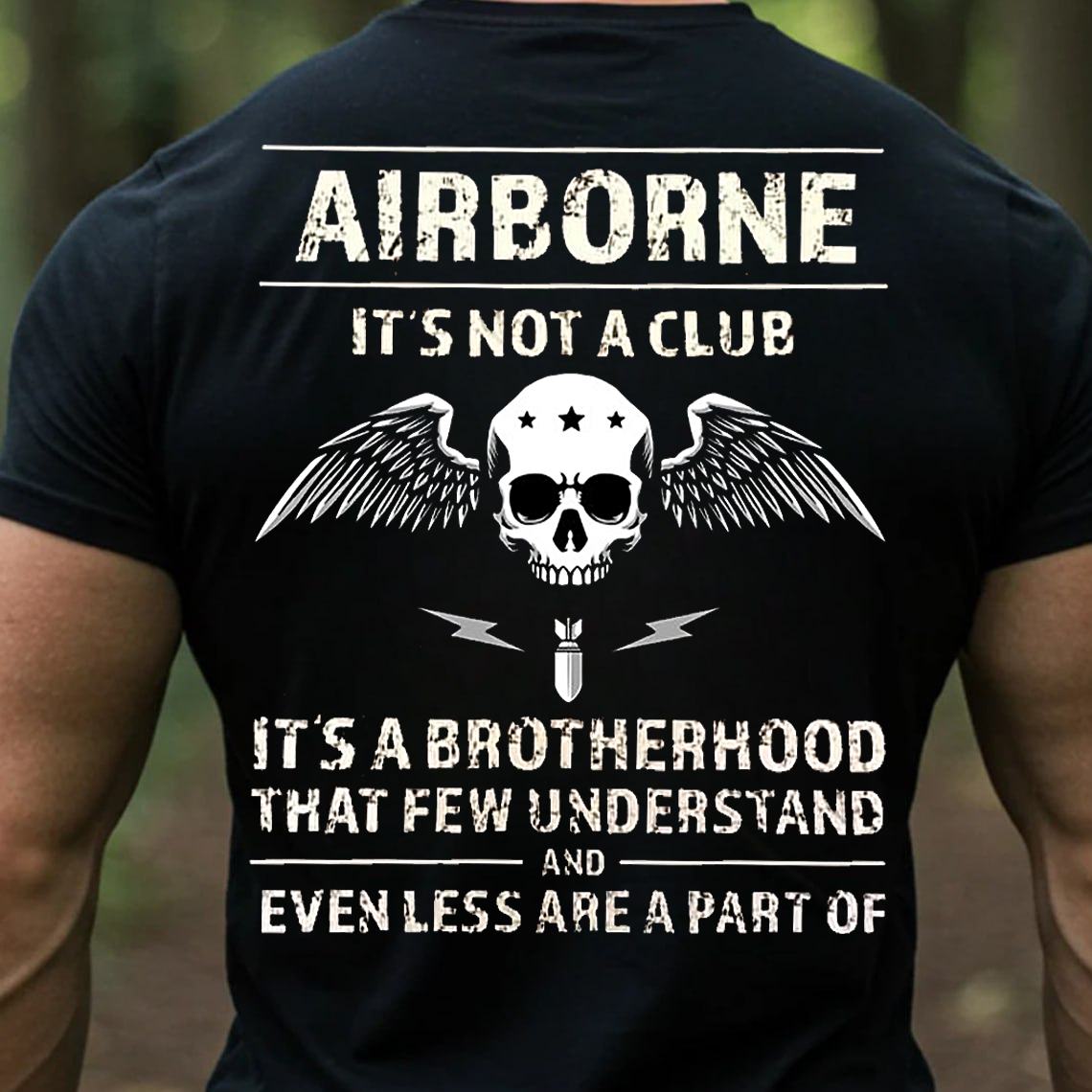 Airborne Brotherhood Military Veteran T-Shirt Skull Wings Paratrooper Pride Tee Gift for Veterans