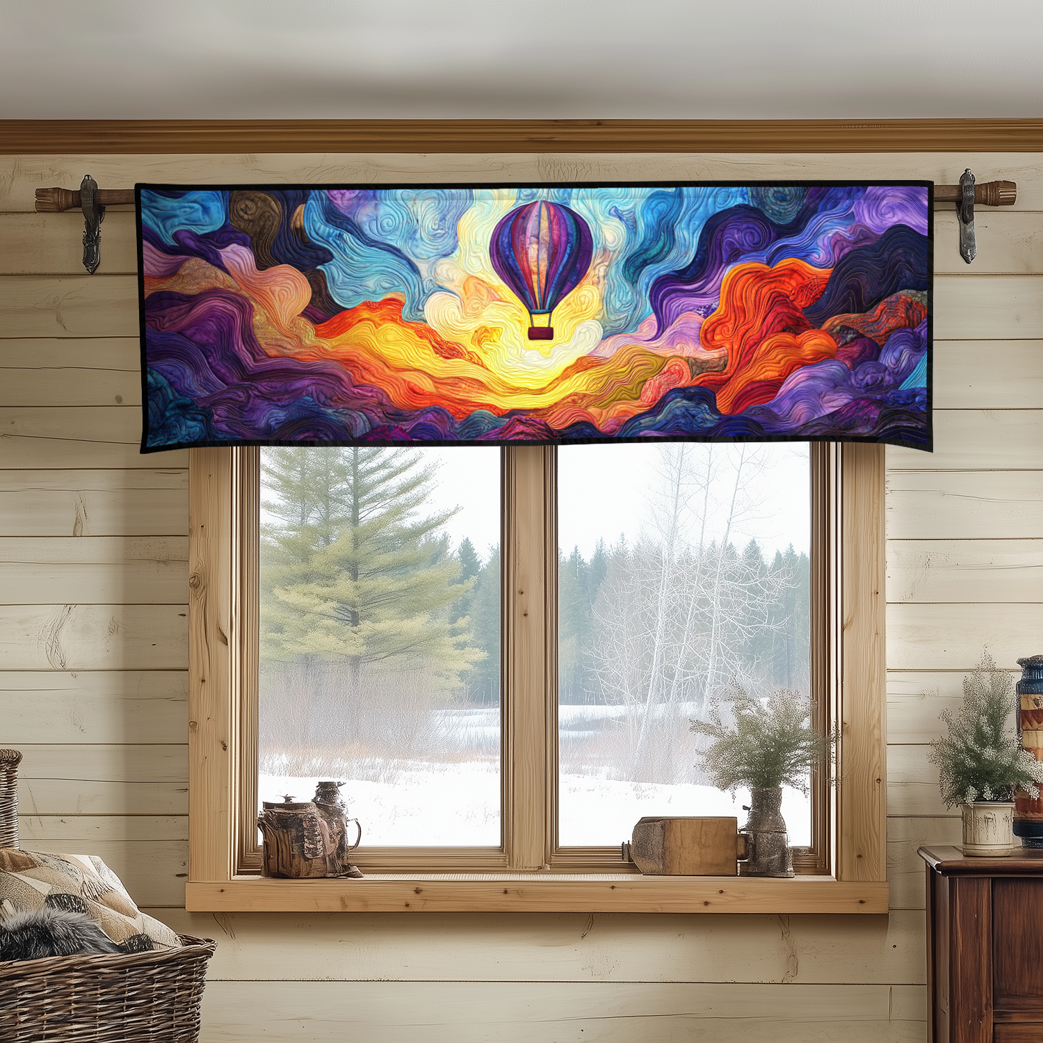 Airborne Escape Quilted Valance Rustic Window Topper Valance Special Birthday Gifts For Grandma