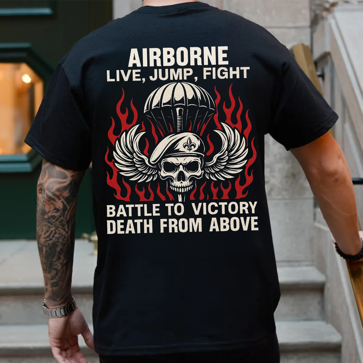 Airborne Paratrooper Skull T-Shirt Veterans Unisex Tee Patriotic Gift for Veterans