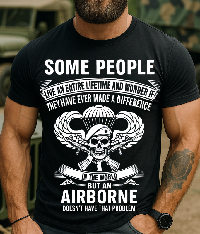 Airborne Paratrooper Veteran T-Shirt Skull Military Graphic Tee Gift for U.S Army