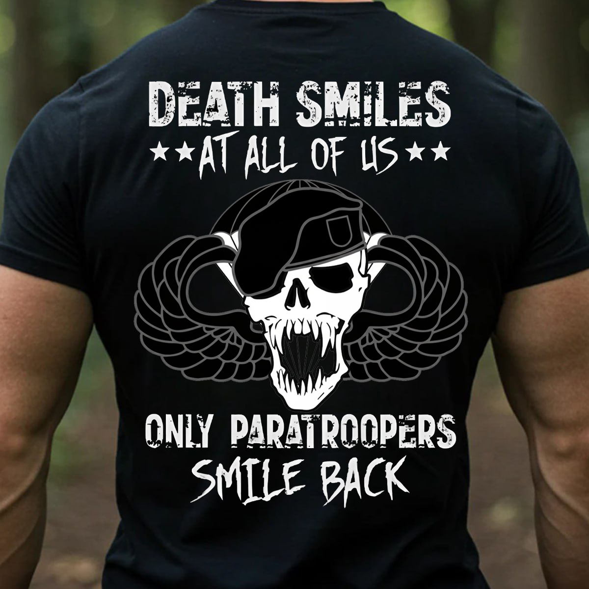 Airborne Paratrooper Veteran T-Shirt Skull Military Graphic Tee Gift for Veterans Day