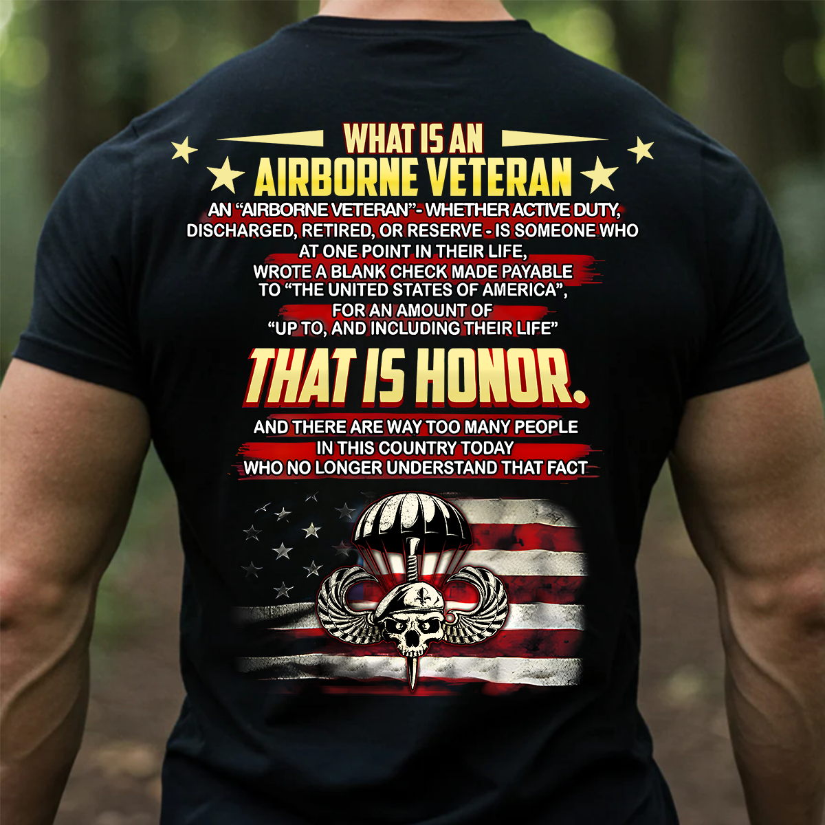 Airborne Veteran T-Shirt  US Army Paratrooper Military Pride Tee Best Gift for Veterans