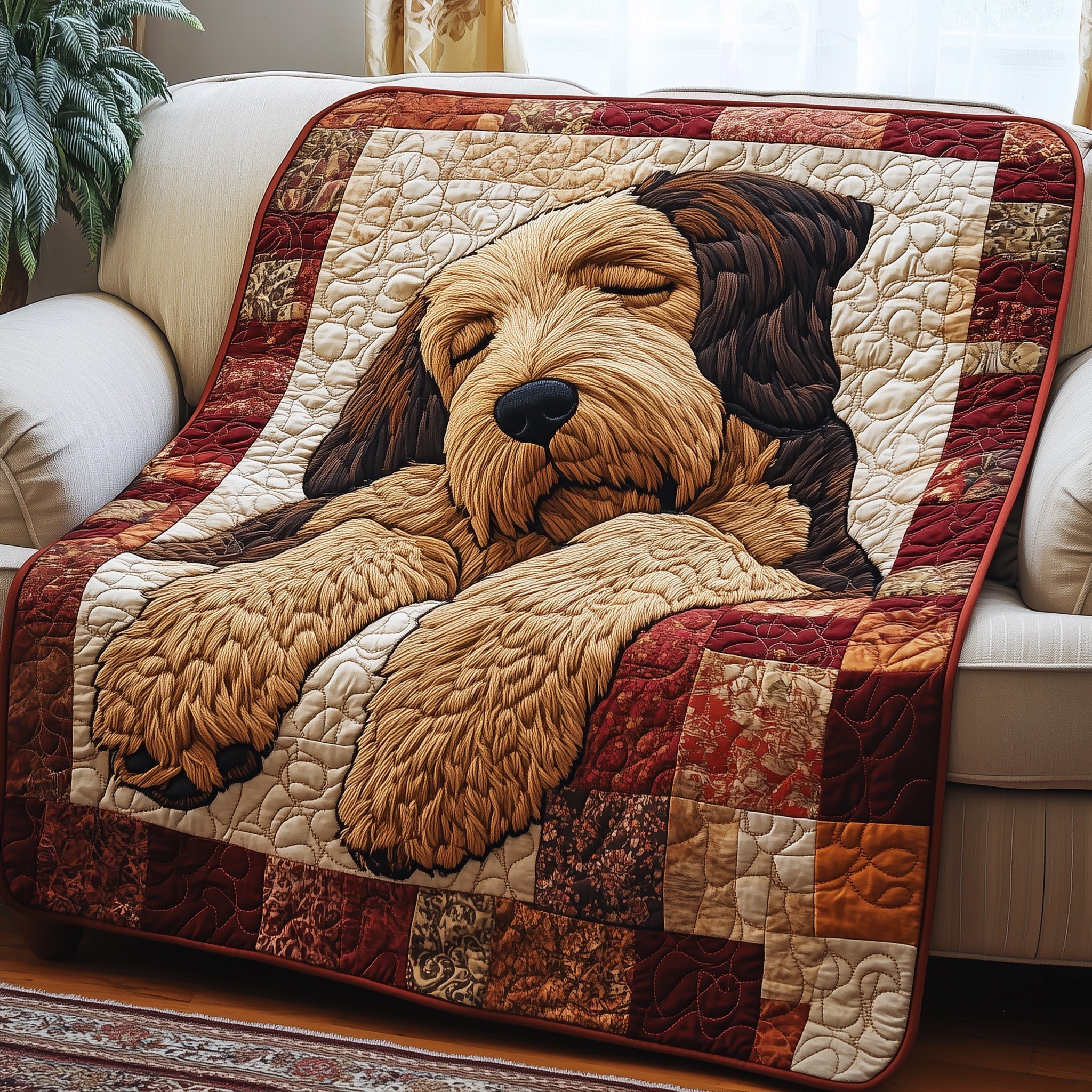 Airedale Charm Quilted Blanket Couch Throw BlanketGood Gifts For Dog Lovers