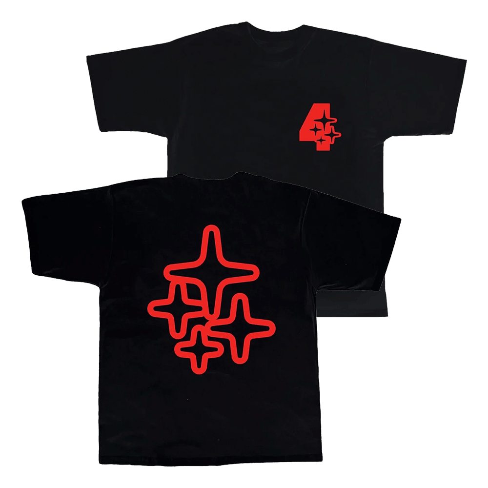 Aitch Merch Drama Call X Aitch Red 4 Star Black T-Shirt Gift Ideas For Music Lovers