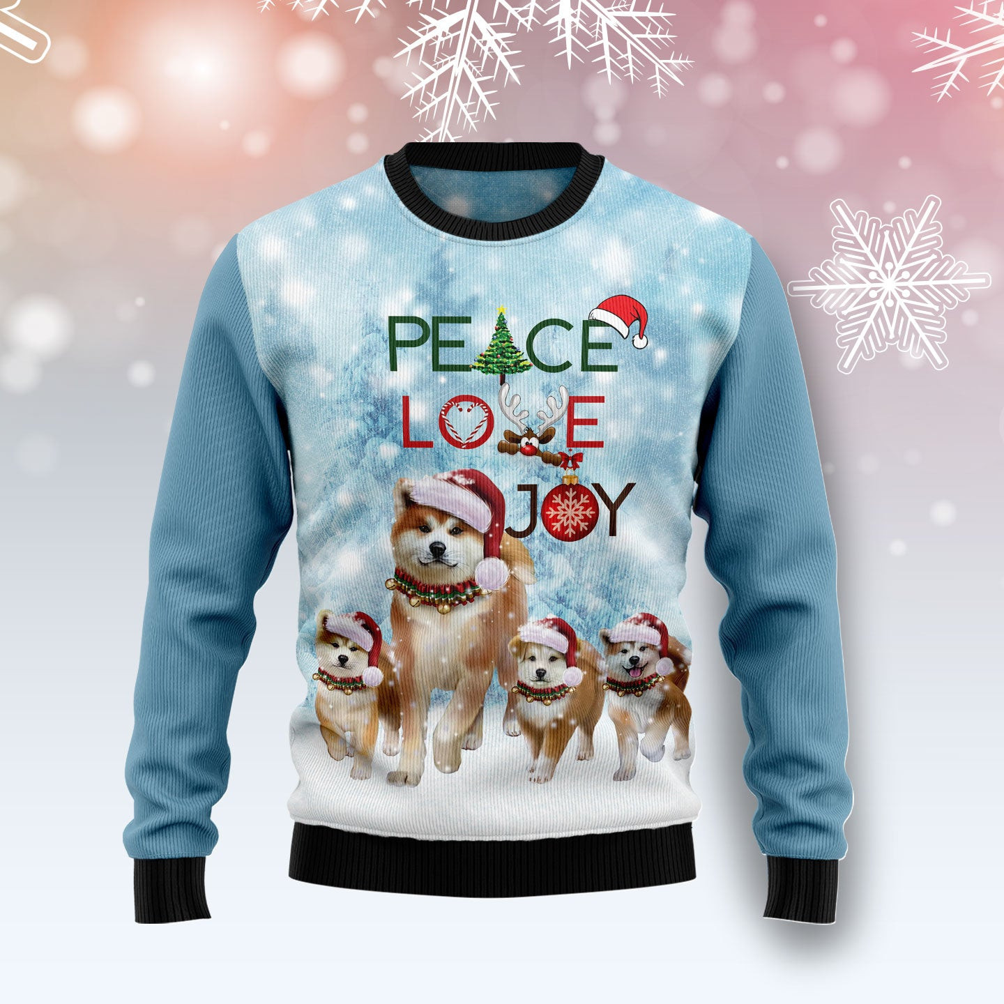 Akita Peace Love Joy Ugly Sweater Ugly Christmas Sweater
