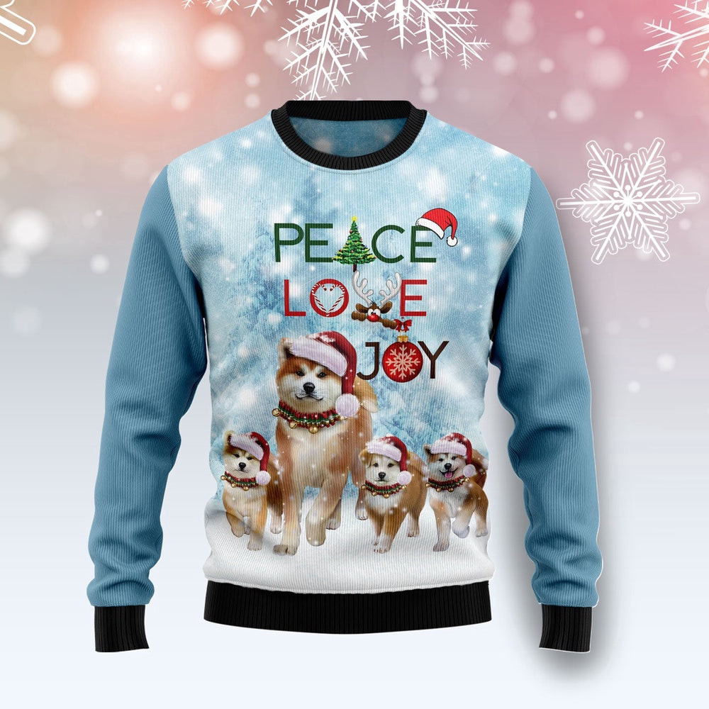 Akita Peace Love Joy Ugly Sweater Ugly Christmas Sweater Gift for Christmas