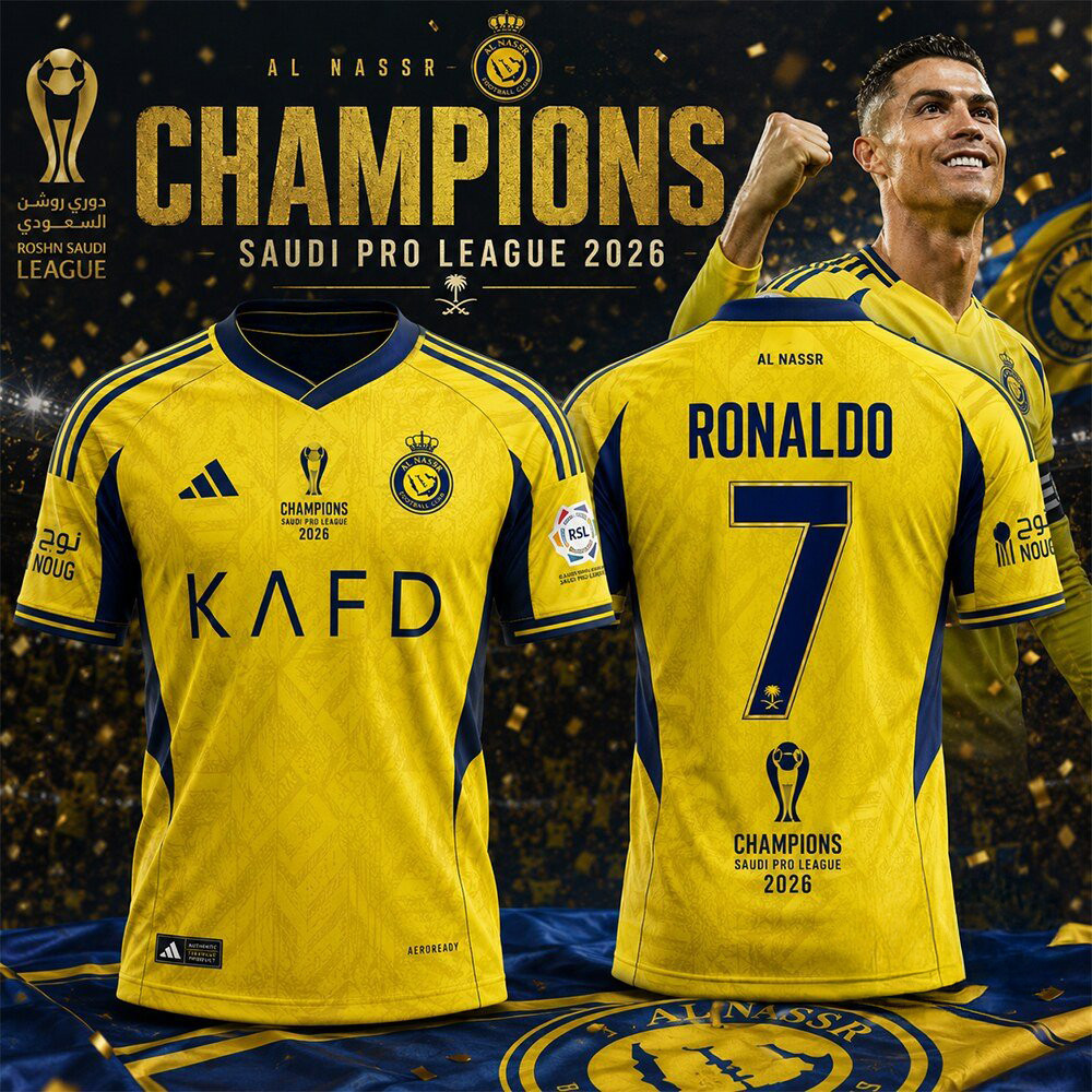 Al Nassr FC Cristiano Ronaldo 2026 V-Neck Shirt Saudi Pro League Champions Clothing Gift For Fans
