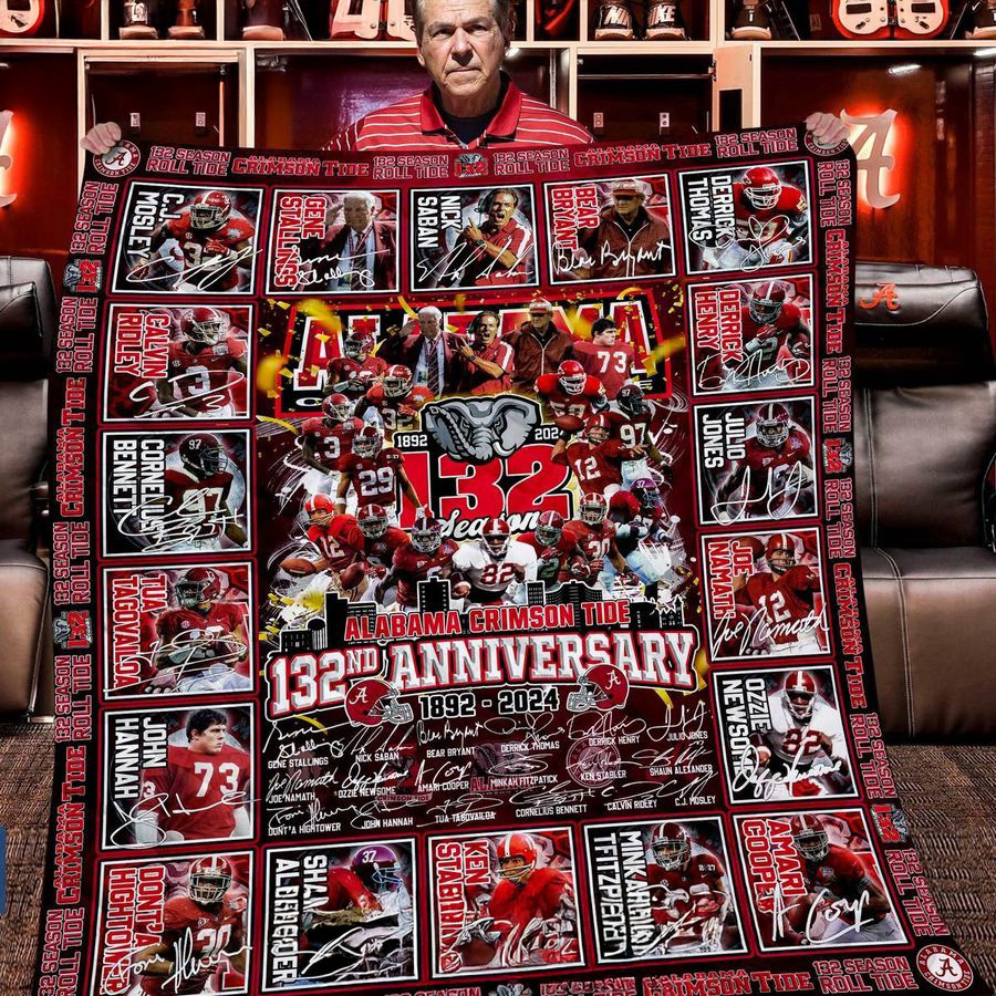 Alabama Crimson Tide 132th Anniversary 1892-2024 Special Blanket Gifts For Football Fan