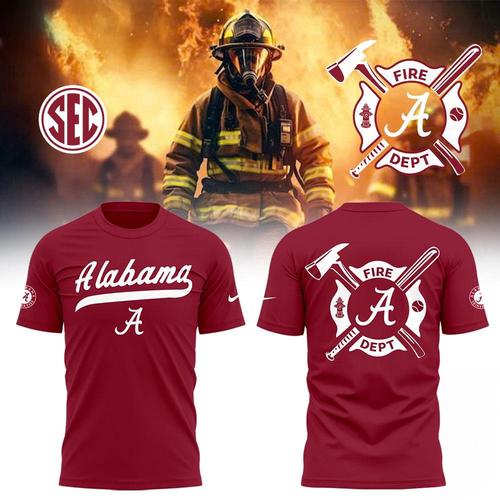 Alabama Crimson Tide Baseball x Firefighter Appreciation 2025 Red Shirt Cool Baseball Gifts