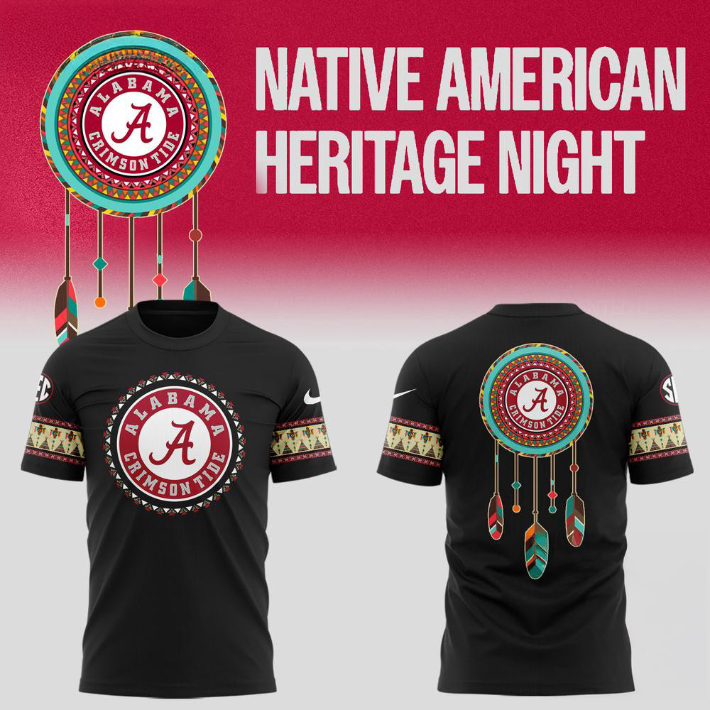 Alabama Crimson Tide Football Native American Heritage Black Shirt Gifts For Football Fan