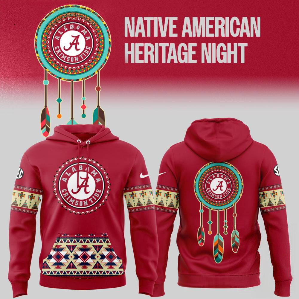 Alabama Crimson Tide Football Native American Heritage Red Hoodie Football Fan Gift Ideas