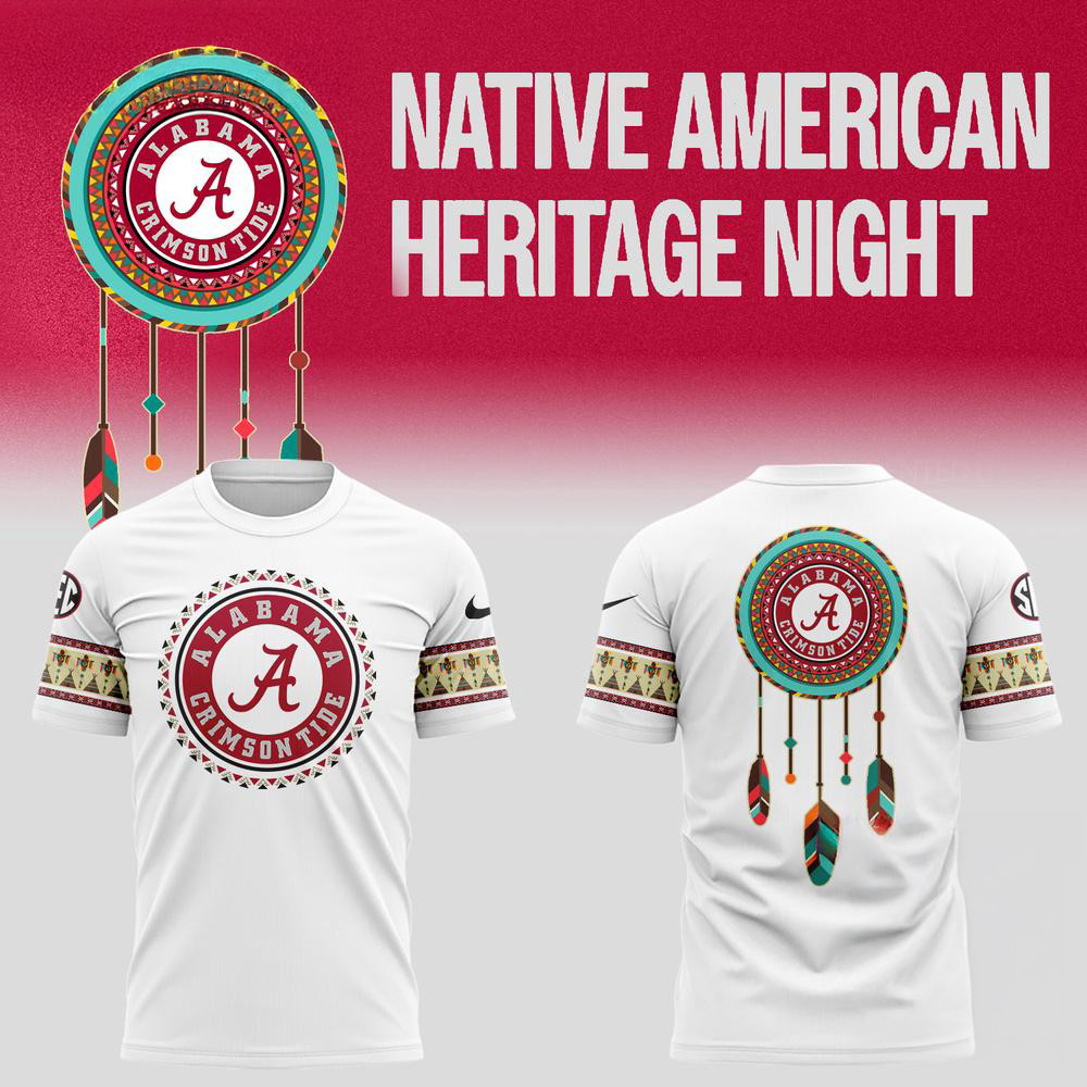 Alabama Crimson Tide Football Native American Heritage White Shirt Football Fan Gifts