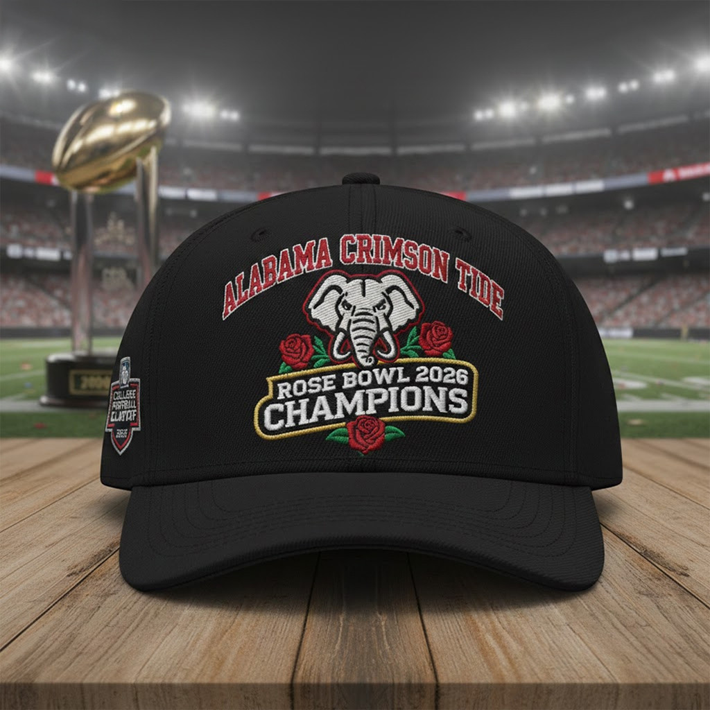 Alabama Football Rose Bowl 2026 Champions Embroidered Hat Alabama Football Gifts