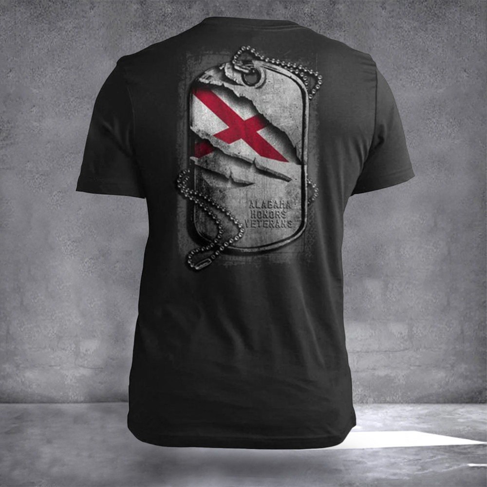 Alabama Honors Veterans Alabama T-Shirt For Men's Patriotic Apparel Veterans Day Gift Ideas