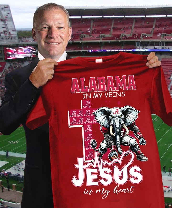 Alabama In My Vein Jesus In My Heart Faith T-Shirt Alabama Crimson Football Fan Merch Gifts