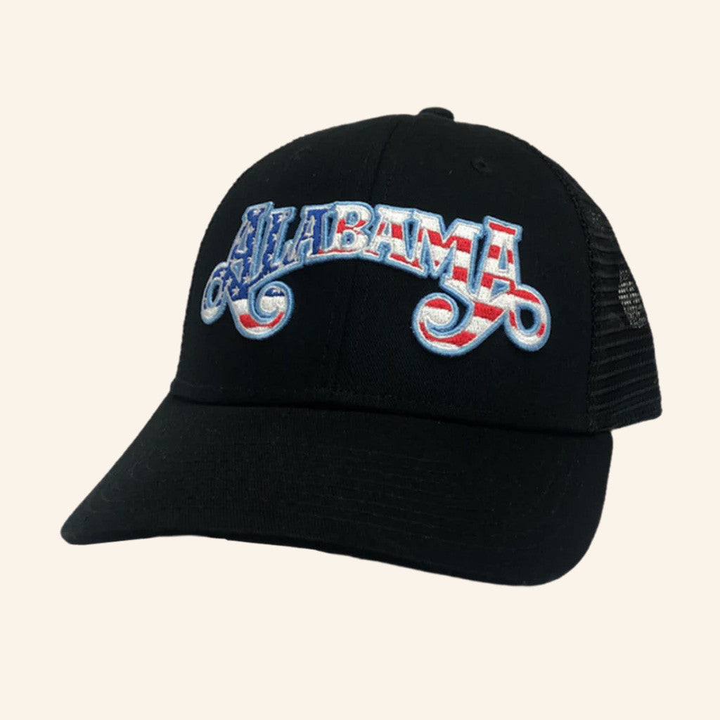 Alabama Merch Tour 2025 Alabama Black Flag Logo Embroidered Trucker Hat Gifts For Him