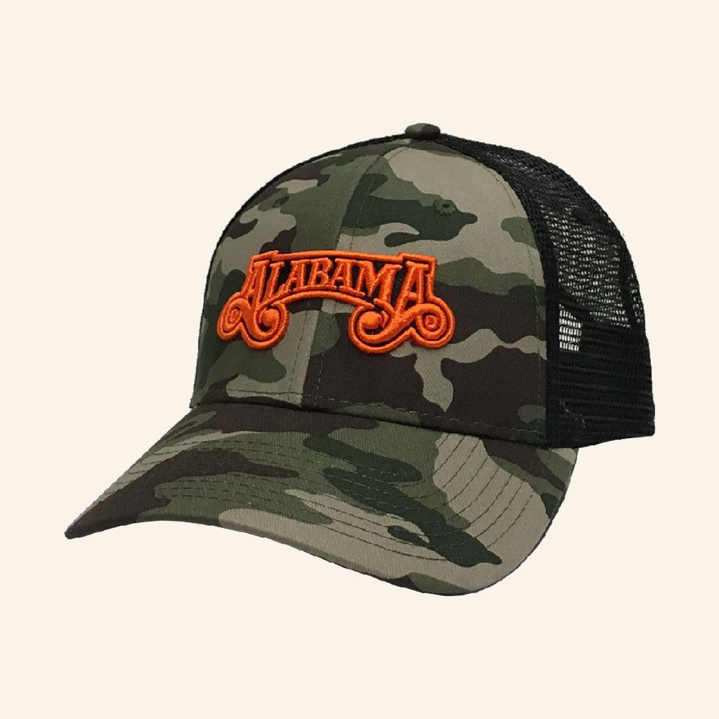 Alabama Merch Tour 2025 Alabama Camo And Black Embroidered Trucker Hat Gifts For Father