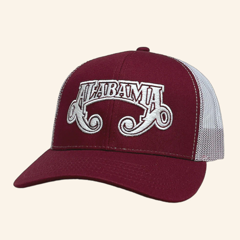 Alabama Merch Tour 2025 Alabama Maroon and White Embroidered Trucker Hat Friends Gifts Alabama Merch Tour 2025 Alabama Maroon and White Embroidered Trucker Hat Friends Gifts