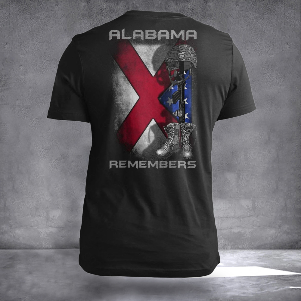 Alabama Remembers Alabama T-Shirt Men's Patriotic Shirts Veterans Day Clothing Sales