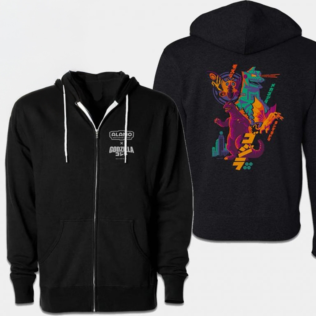 Alamo Drafthouse x Godzilla Zip Hoodie Godzilla Merch Birthday Gifts For Friends