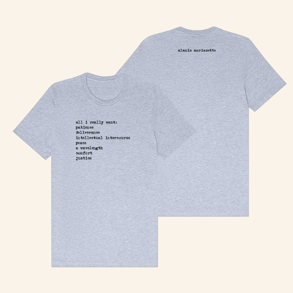 Alanis Morissette Merch All I Want Lyric T-Shirt Gift Ideas For Music Lovers Alanis Morissette Merch All I Want Lyric T-Shirt Gift Ideas For Music Lovers