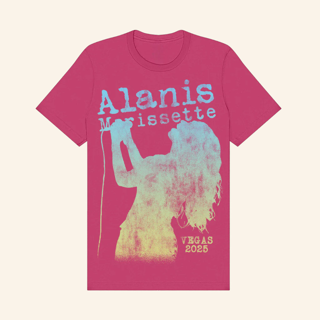 Alanis Morissette Merch Silhouette Pink Vegas T-Shirt Gifts For Music Fans