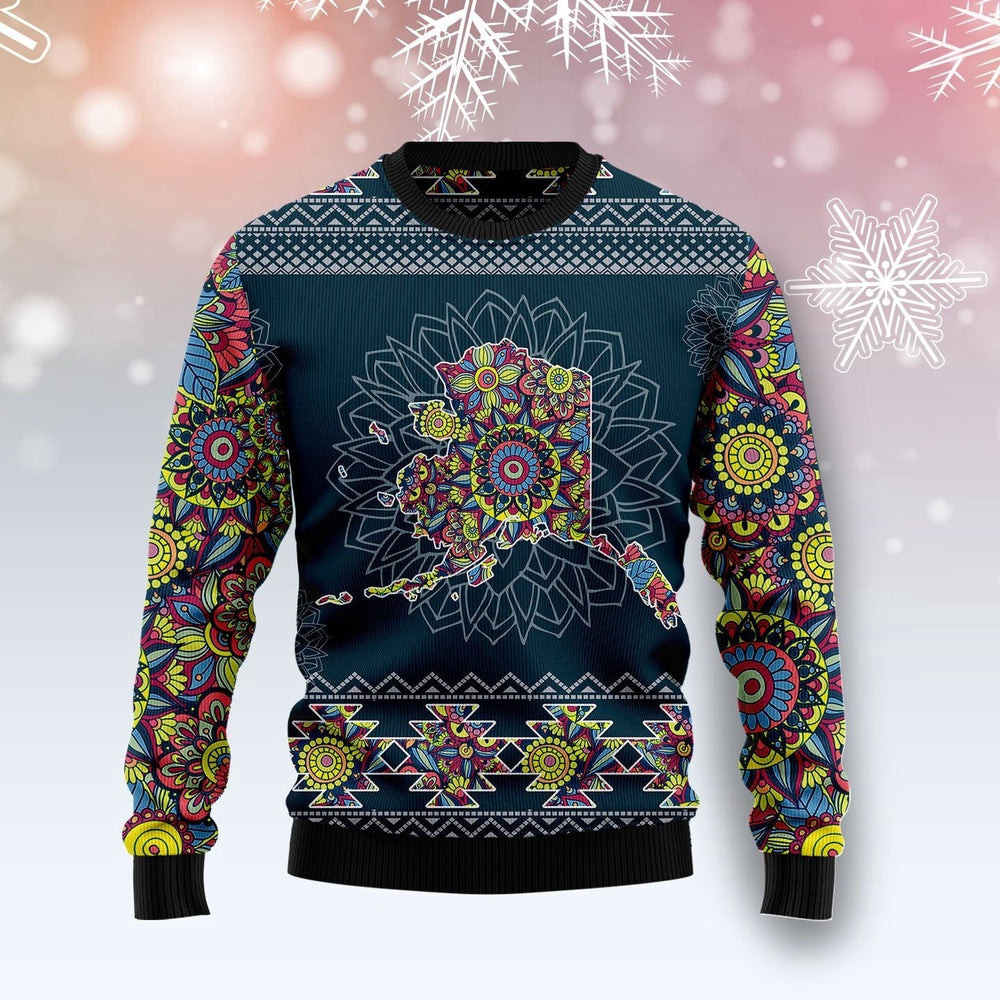 Alaska Blue Mandala Ugly Christmas Sweater Gift for Christmas