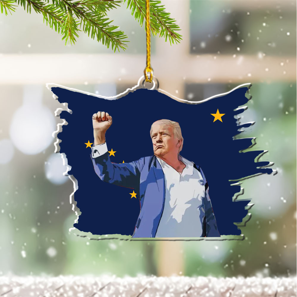 Alaska for Trump 2024 Ornament Shape Donald Trump Fight Ornament for Christmas