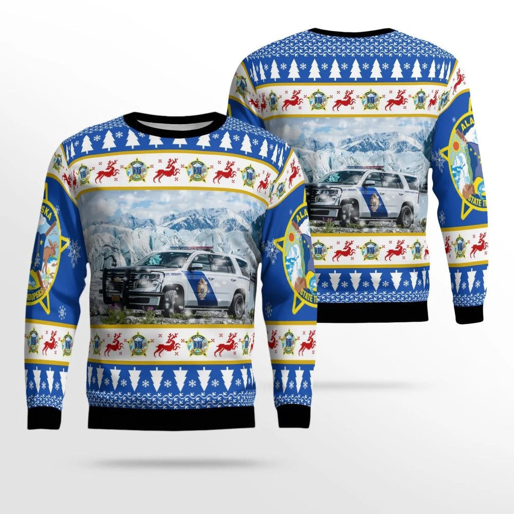 Alaska State Troopers Ford Interceptor Utility Christmas Ugly Sweater Xmas Unisex Sweater Christmas Gifts for Men Women