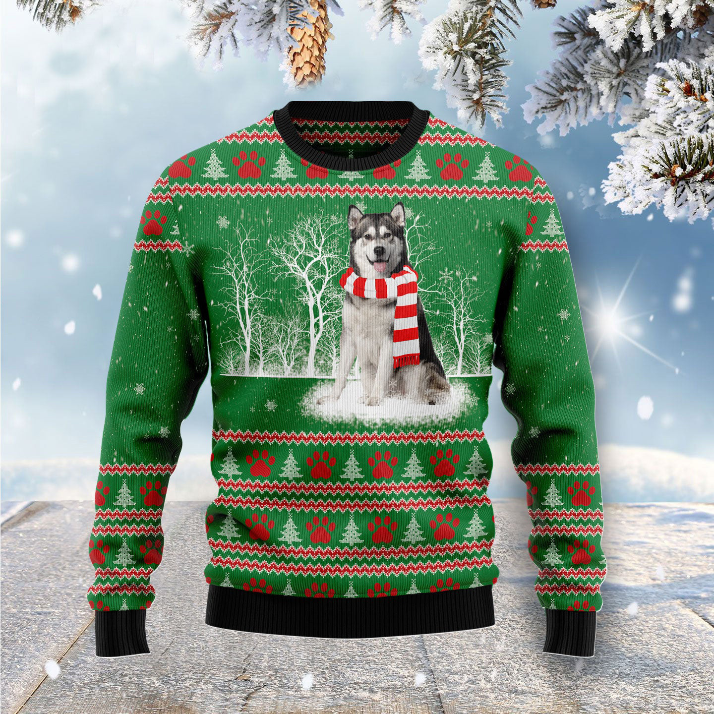 Alaskan Malamute Christmas Ugly Sweater Animal Design Christmas Gifts For Him