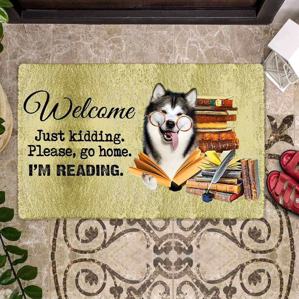 Alaskan Malamute Doormat Just Kidding Please Go Home Front Door Decor Gift For Dog Lover