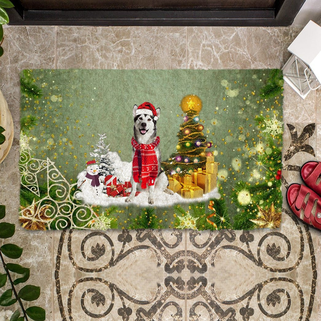 Alaskan Malamute Merry Christmas Doormat Door Christmas Decorations Top Gifts For Dog Owners